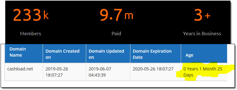 Cashload Domain Age