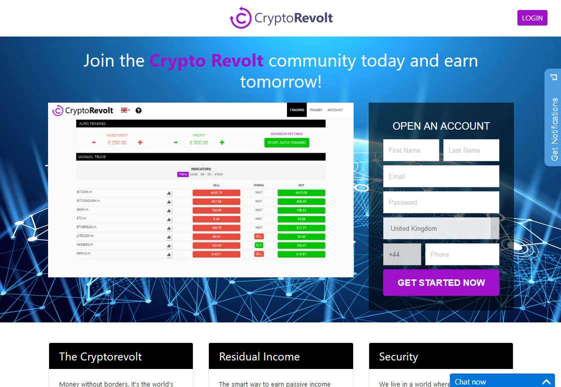 Crypto Revolt Website Screenshot