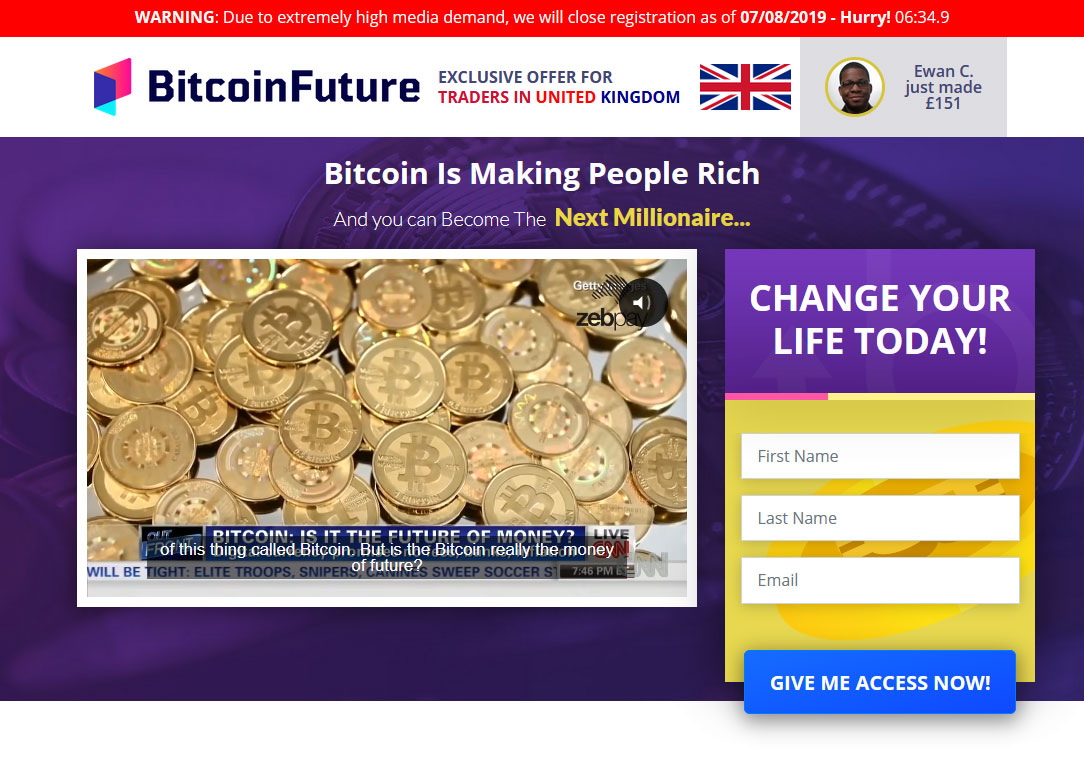 Bitcoin Future System Website Screenshot