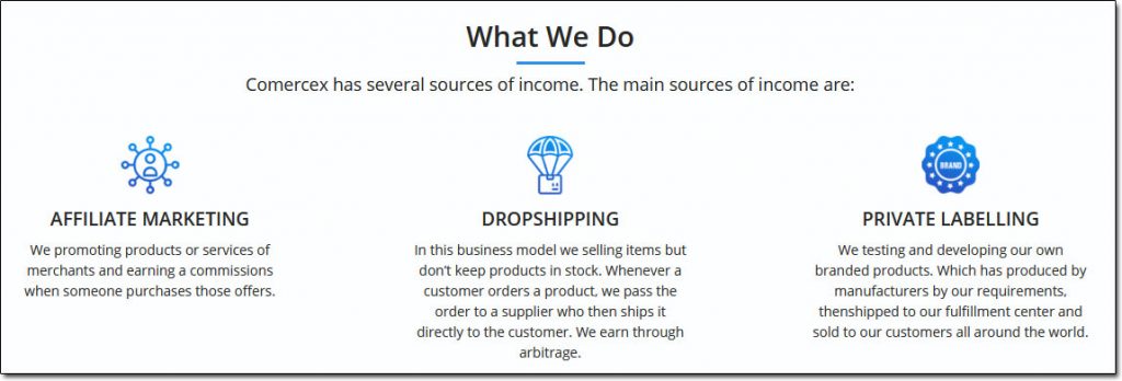 Comercex Sources of Income
