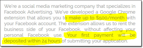 Rent Facebook Account Payment