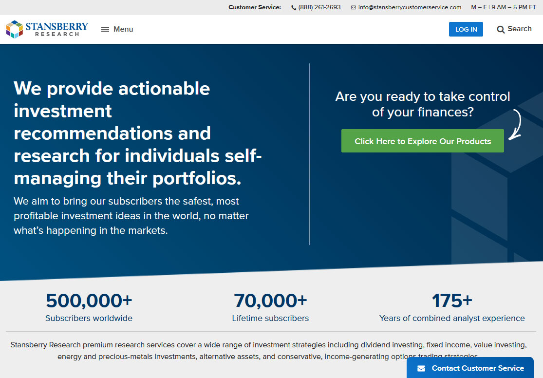 Stansberry Research Website Screenshot