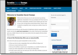 Sweeties Secret Sweeps Website Screenshot