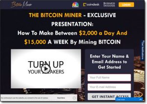 Bitcoin Miner App Website Screenshot