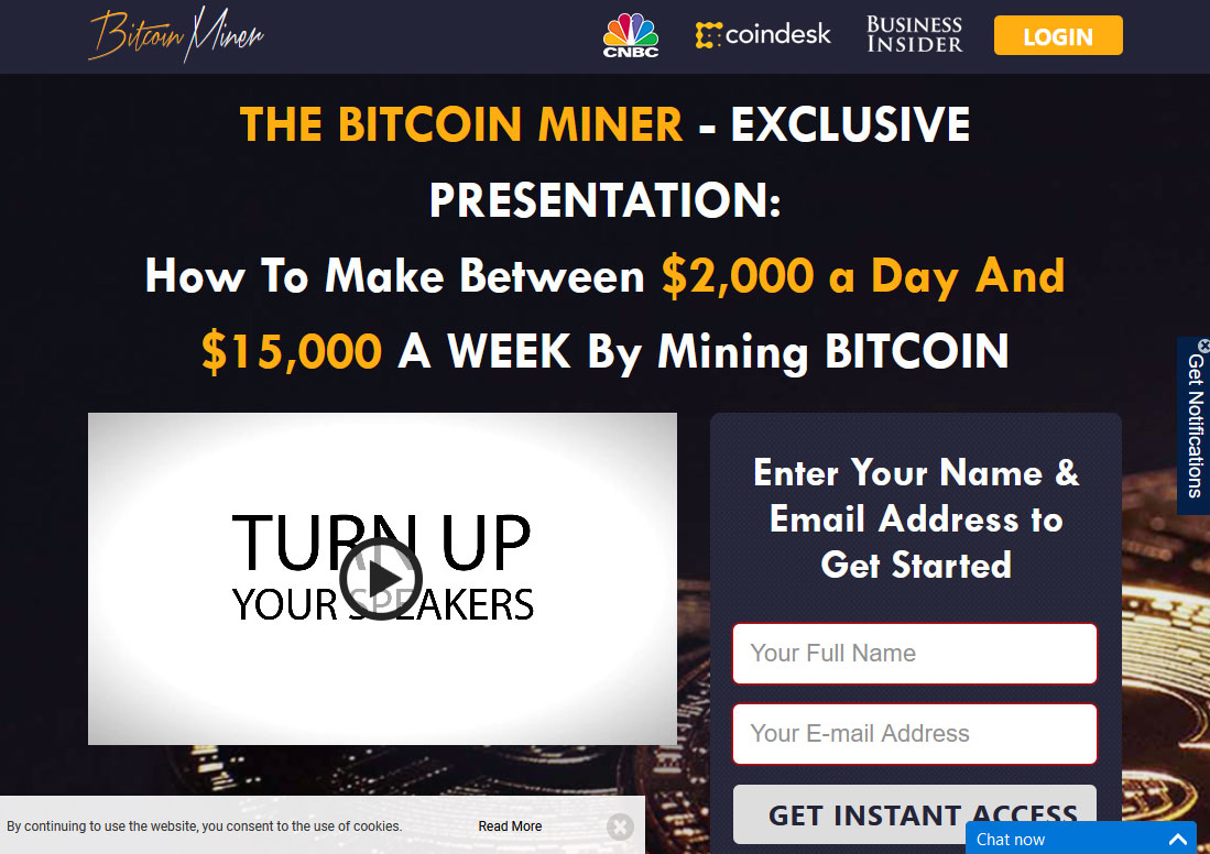 Bitcoin Miner App Website Screenshot