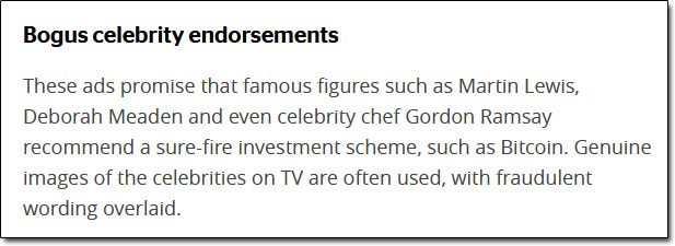 Bogus Celebrity Endorsements