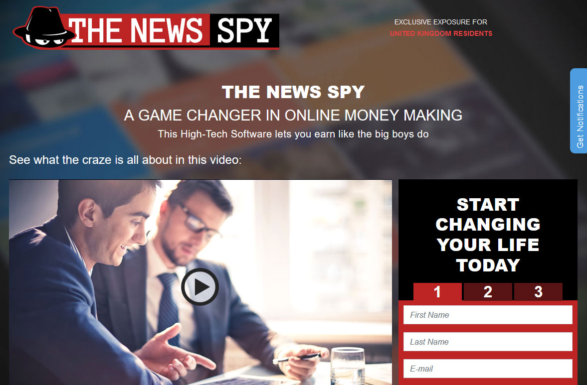 The News Spy Trading App Website Screenshot