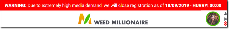 Weed Millionaire Closing Date Counter