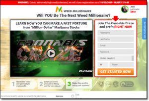 Weed Millionaire System Website Screenshot