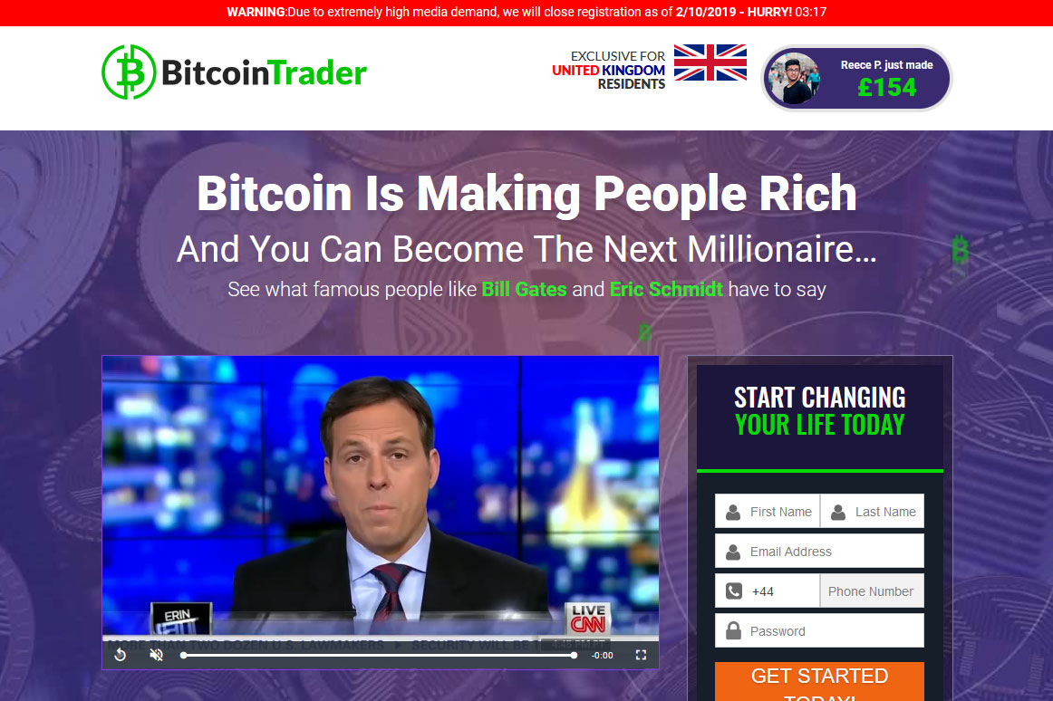 Bitcoin Trader System Website Screenshot