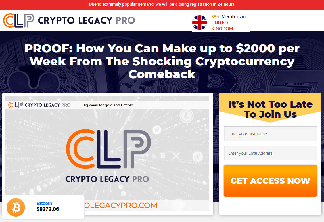 Crypto Legacy Pro System Website Screenshot