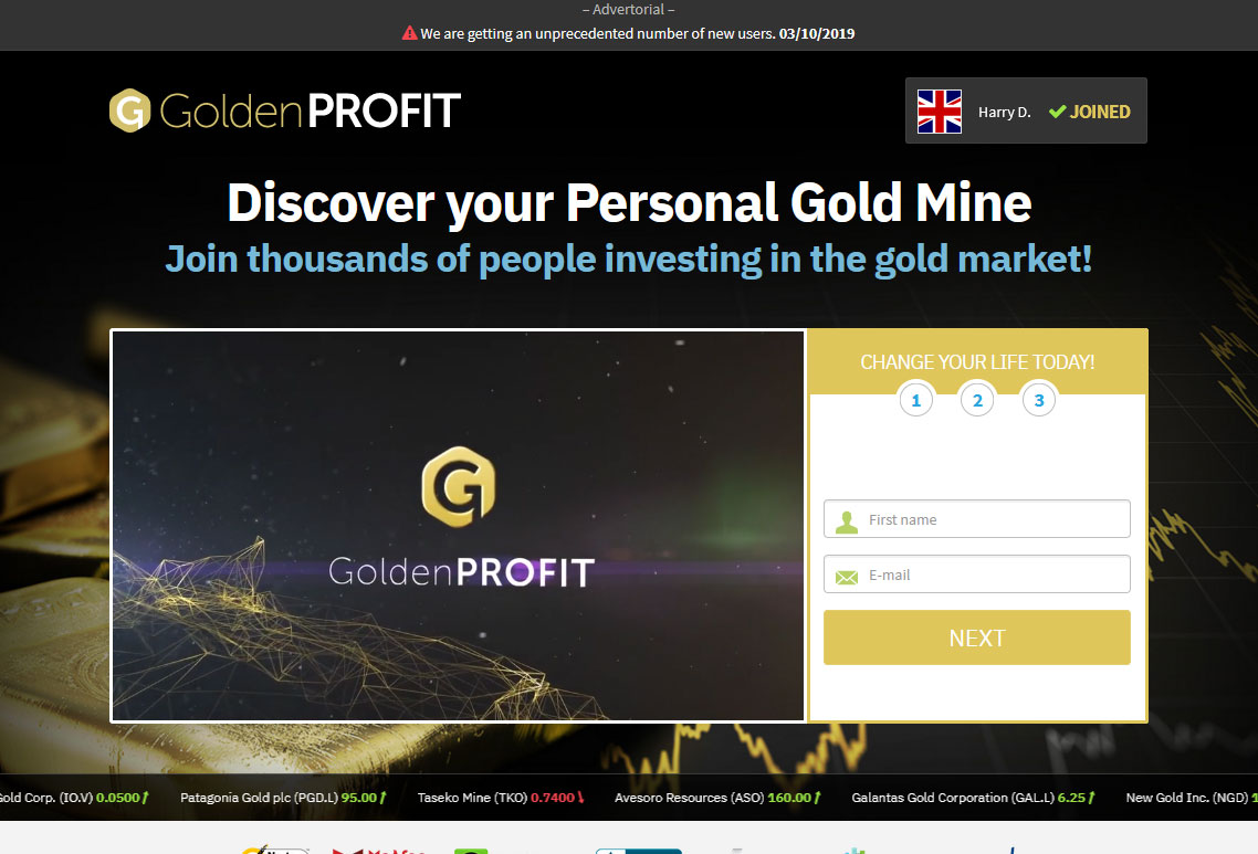 Golden Profit System Website Screenshot