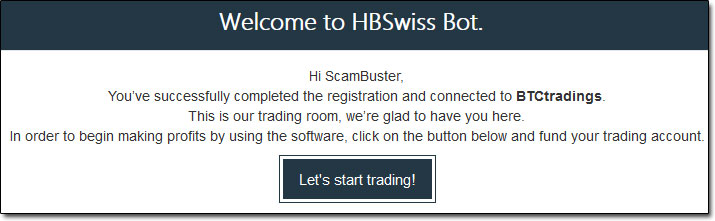 HBSwiss Bot Broker Deposit