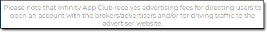Infinity App Club Disclaimer