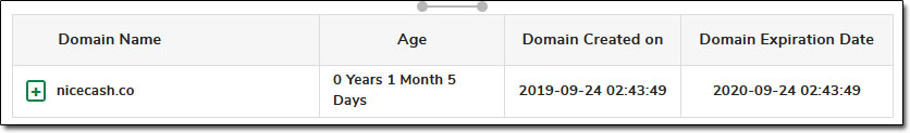 NiceCash Domain Age