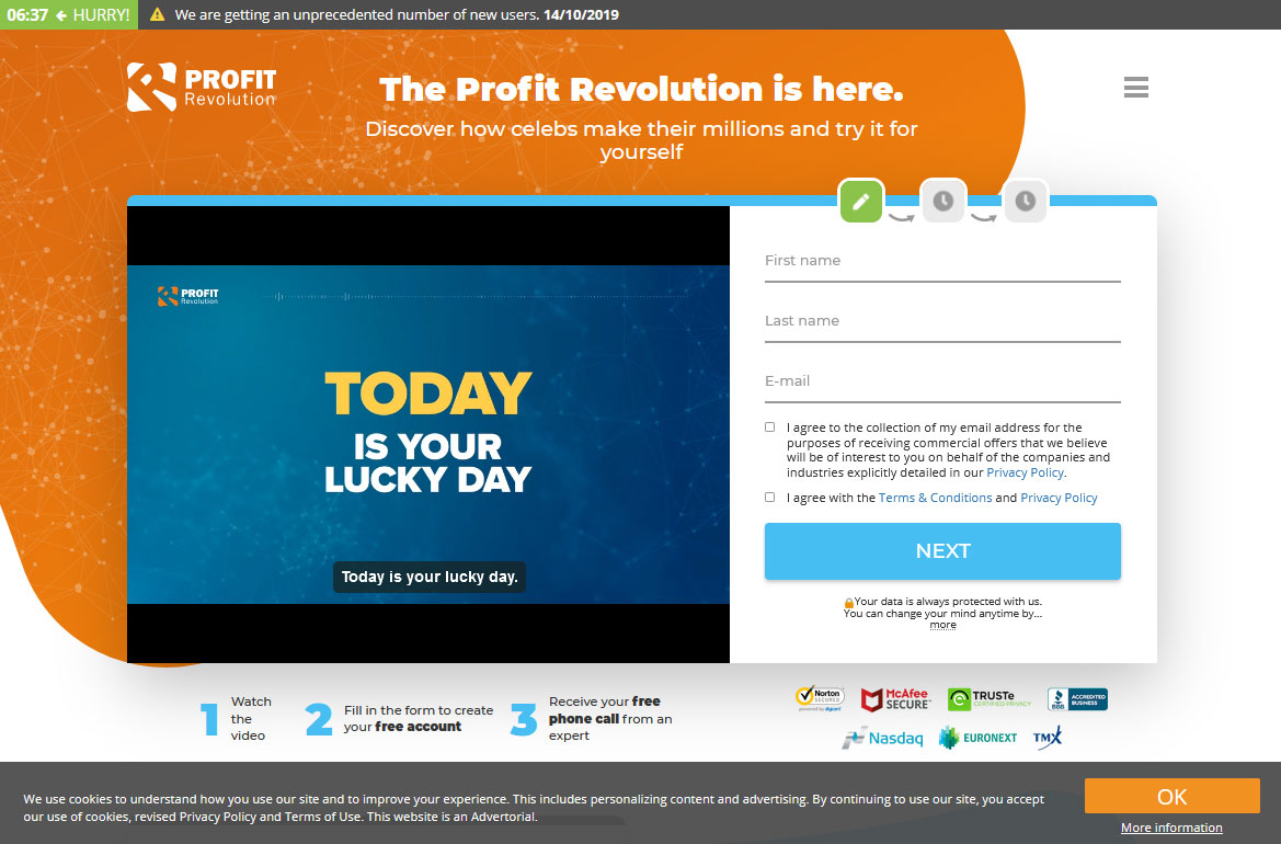 Profit Revolution System Website Screenshot