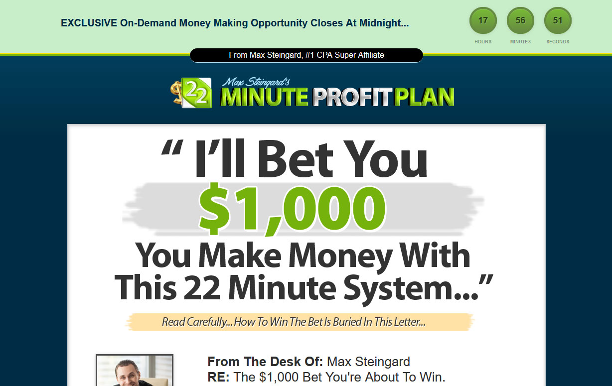 22 Minute Profit Plan Website Screenshot