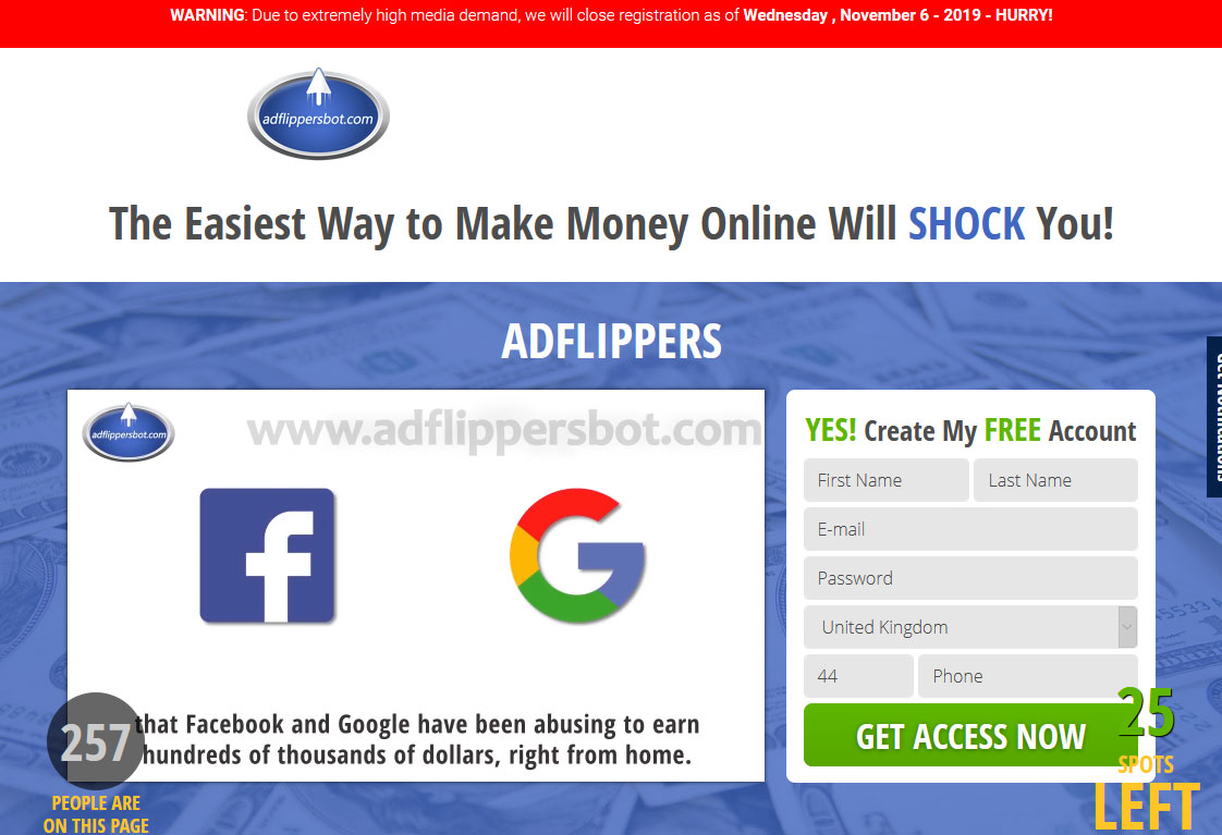 Ad Flippers Bot System Website Screenshot