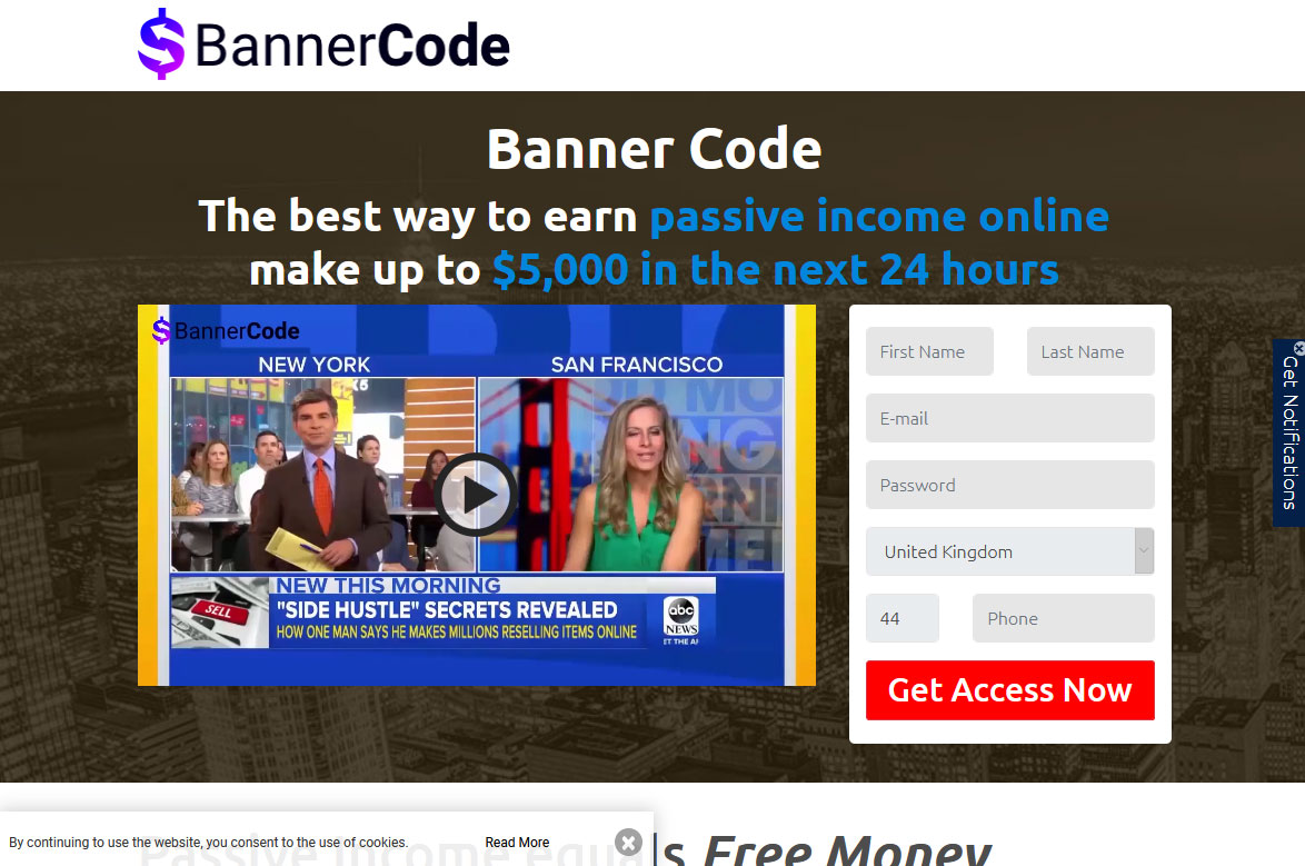 The Banner Code System Website Screenshot