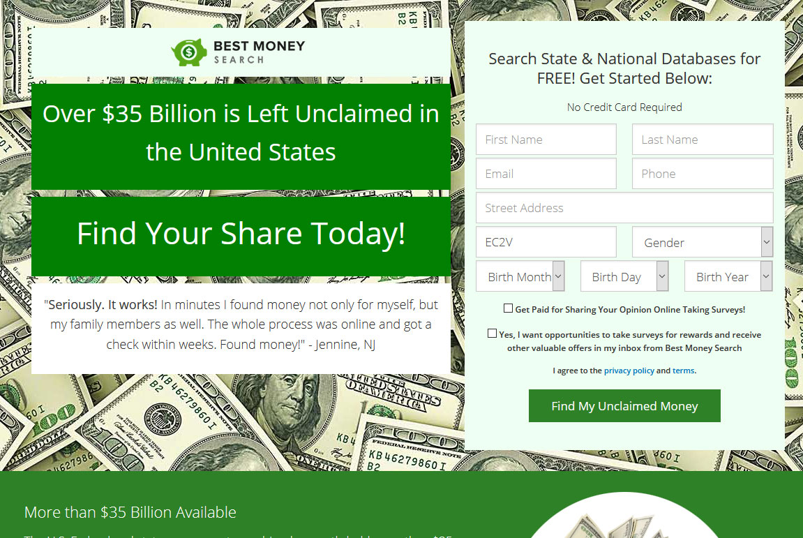 Best Money Search Website Screenshot