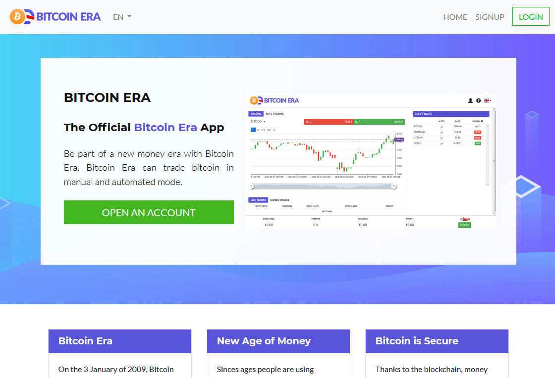 Bitcoin Era App Website Screenshot