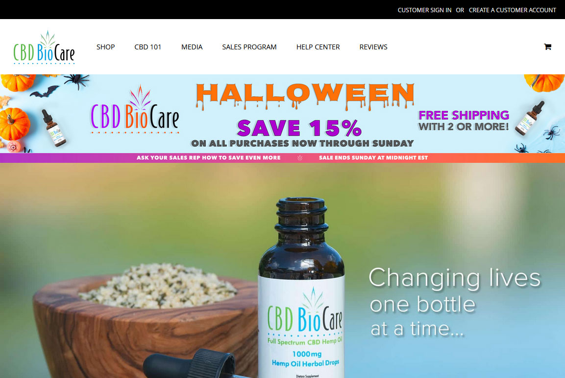 CBD Biocare Website Screenshot