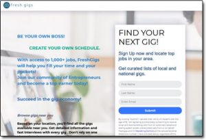 Fresh Gigs Club Website Screenshot