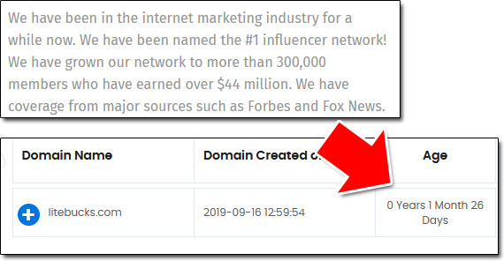 LiteBucks Domain Age