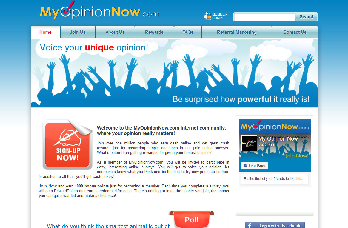 My Opinion Now Website Screenshot