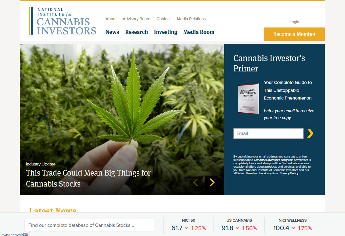 National Institute For Cannabis Investors Website Screenshot