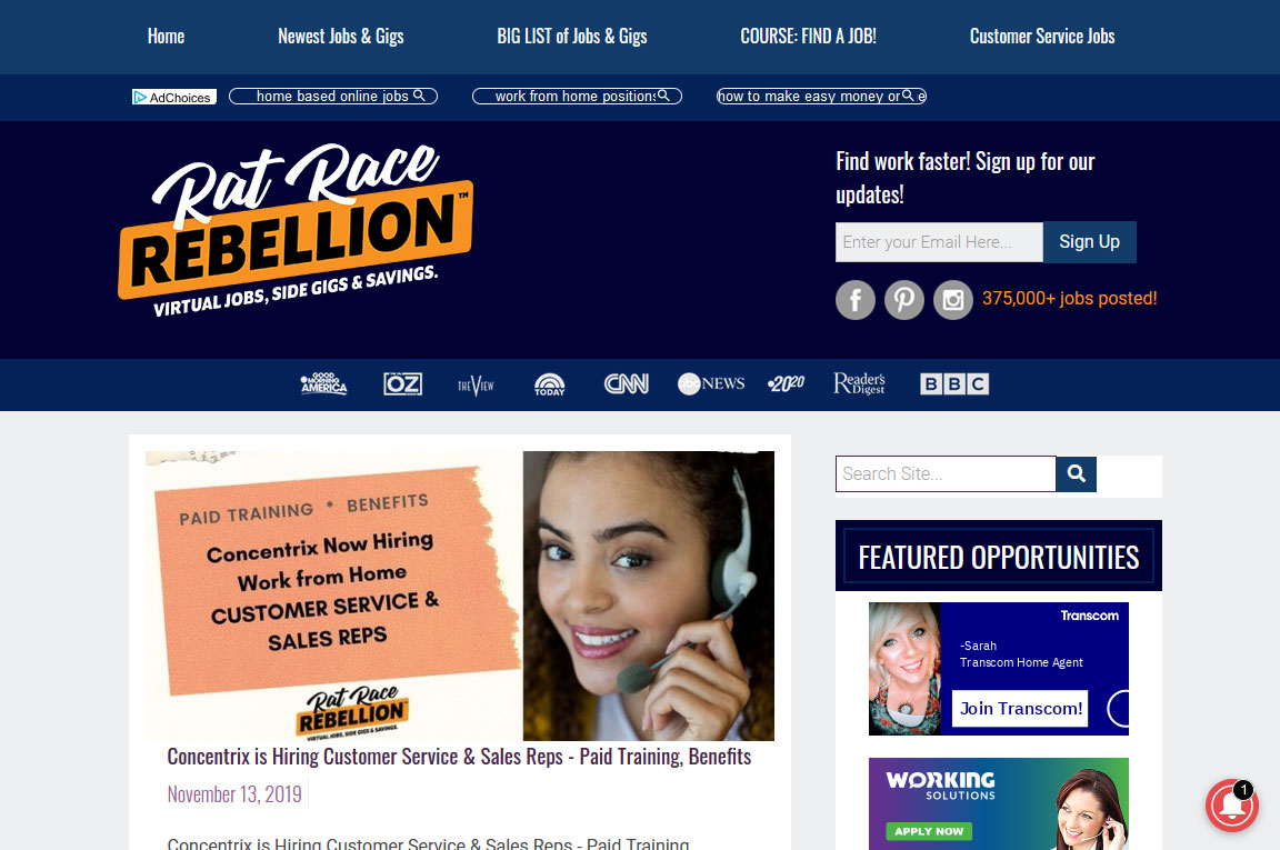 Rat Race Rebellion Website Screenshot
