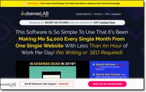 Adsense Lab Software Website Screenshot