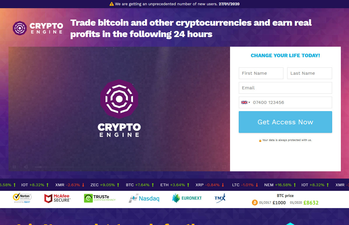 Crypto Engine System Website Screenshot