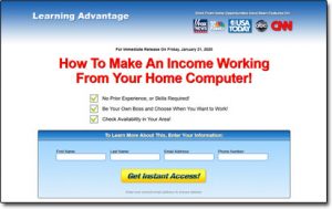 Learning Advantage Work From Home Website Screenshot