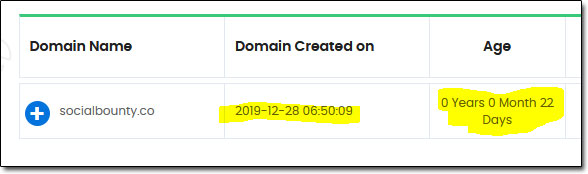 Social Bounty Domain Age