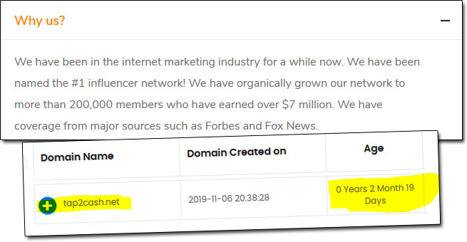 Tap 2 Cash Domain Age