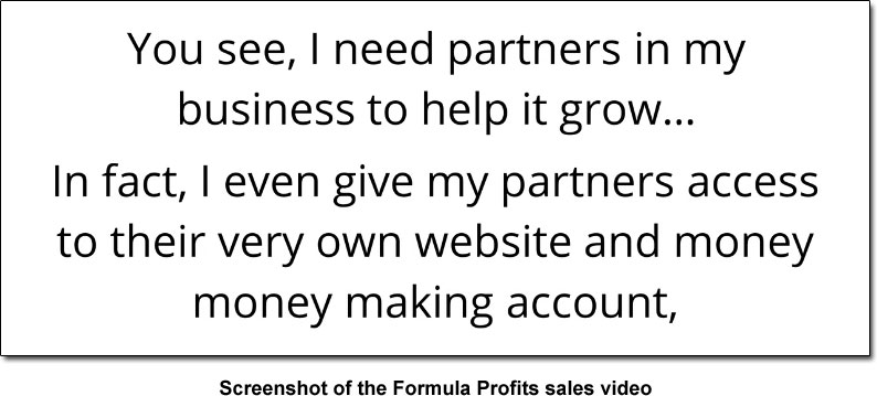 Formula Profits Partners Claim