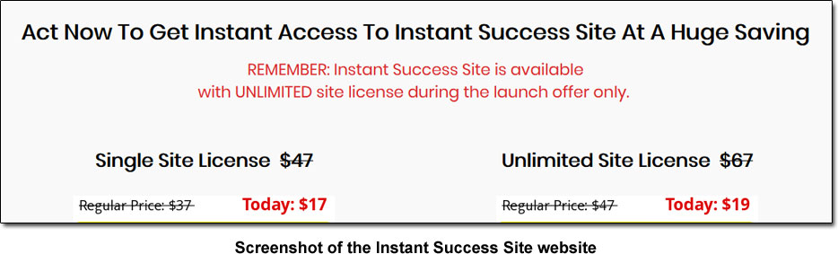 Instant Success Site Price