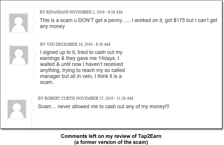 Tap2Earn Payment Comments