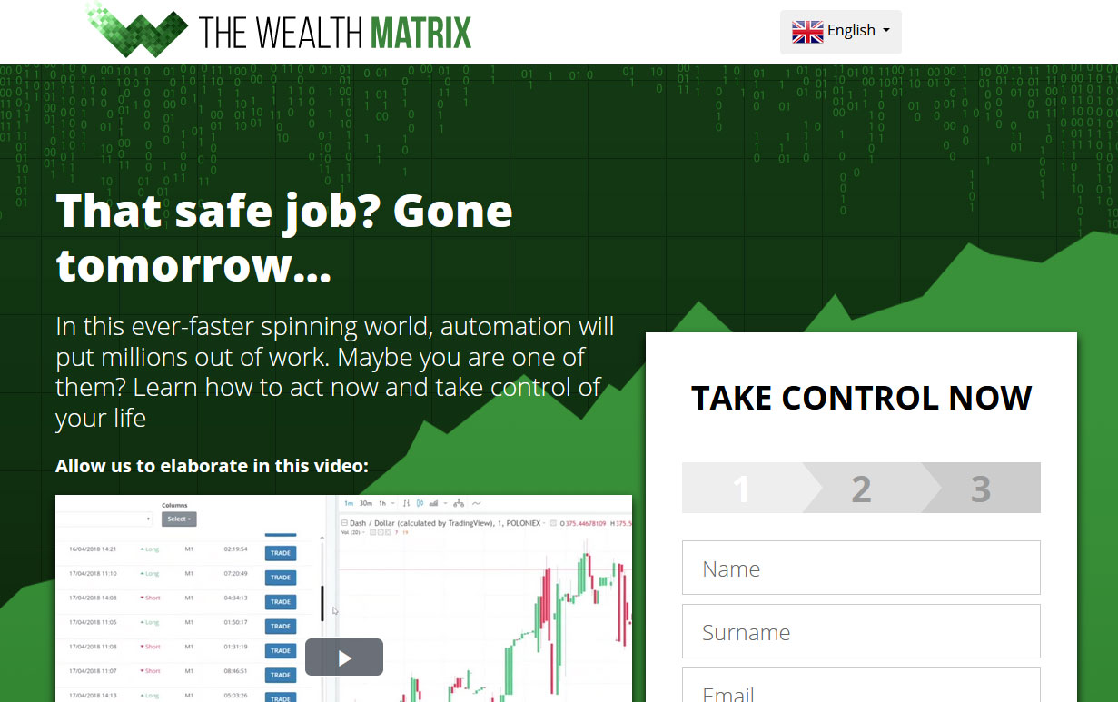 The Wealth Matrix Software Website Screenshot