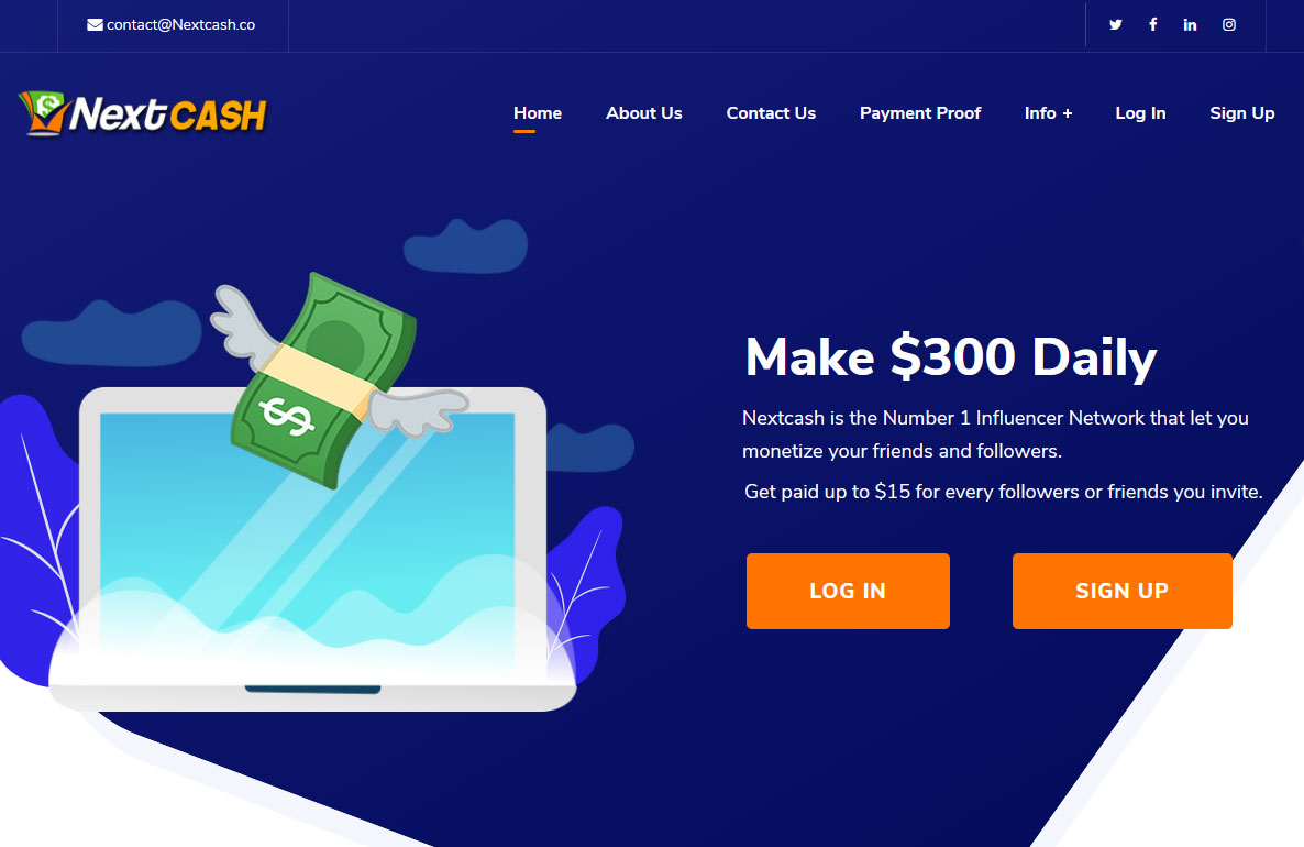 NextCash Website Screenshot