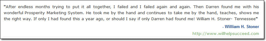 Prosperity Marketing System Testimonial 1