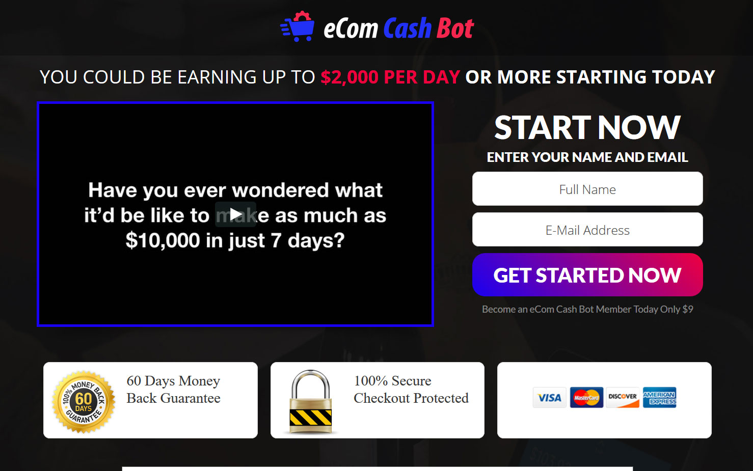 eCom Cash Bot Website Screenshot