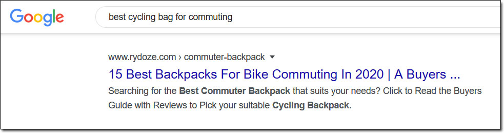 Google Cycling Search Results Example