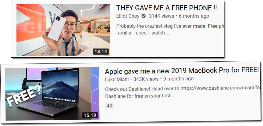 YouTubers Getting Free Stuff