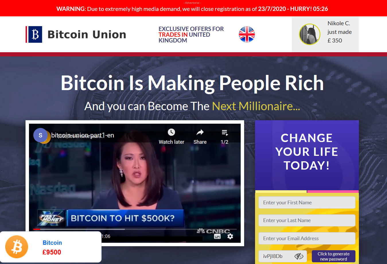 Bitcoin Union Website Screenshot