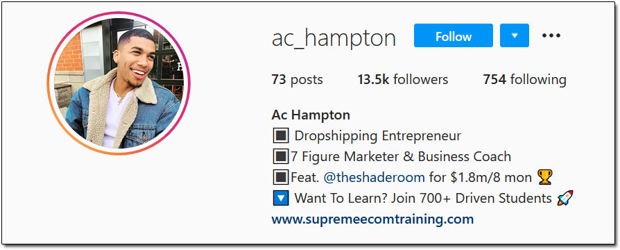 AC Hampton Instagram Profile