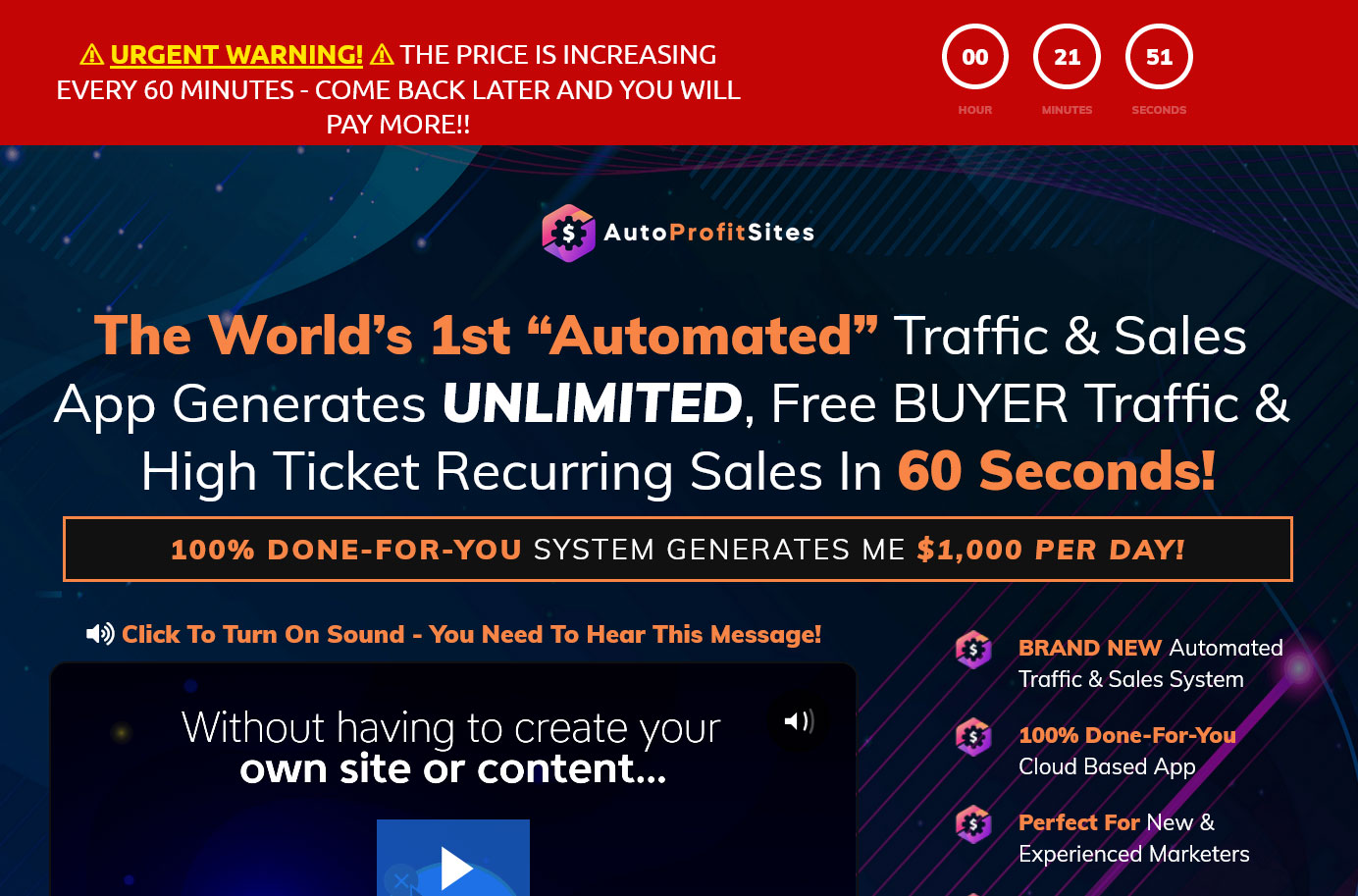 Auto Profit Sites Website Screenshot