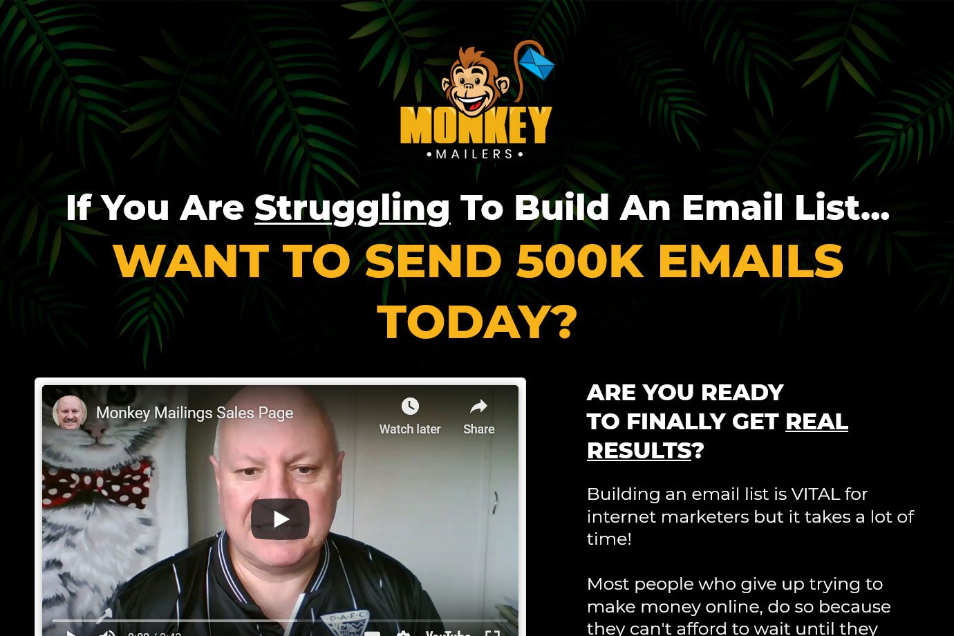 Monkey Mailers Website Screenshot