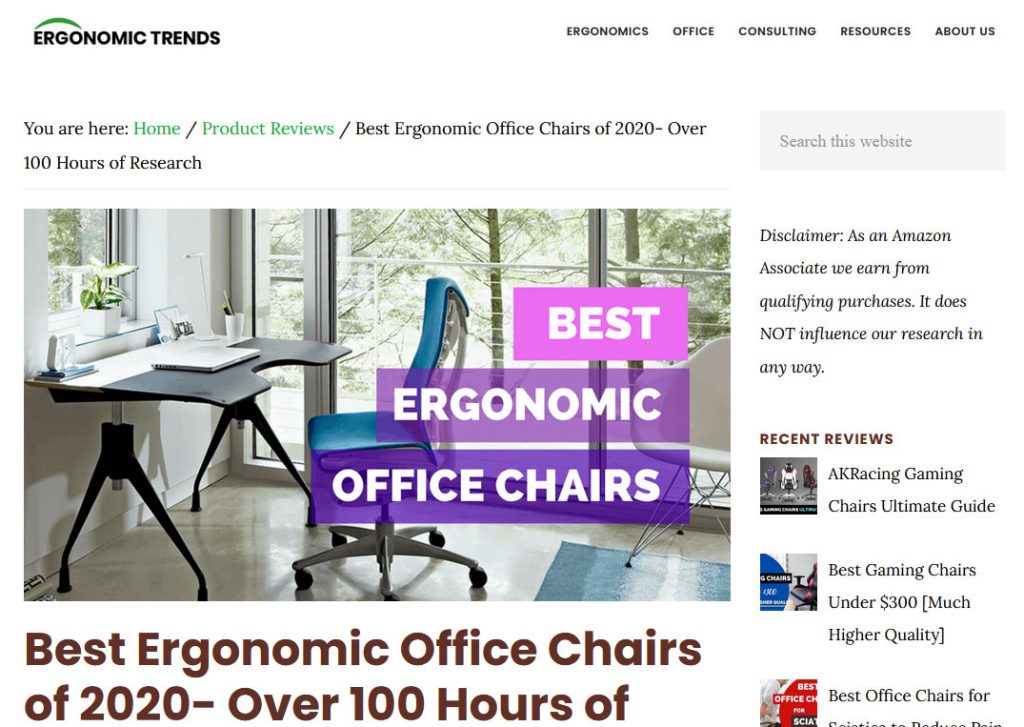 Ergonomic Furniture Niche Website